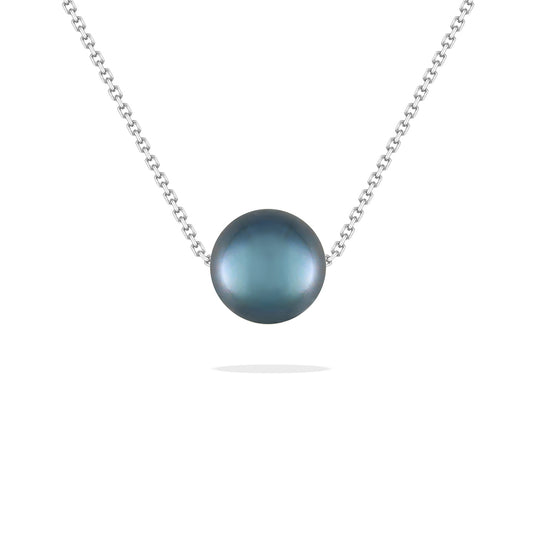 43928 - 14K White Gold - Blue Akoya Pearl Slider