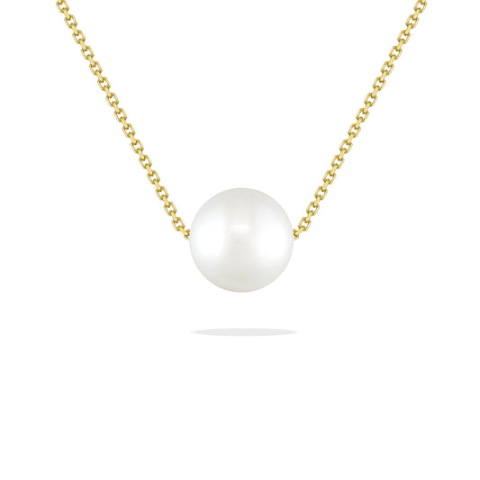 43927 - 14K Yellow Gold - White Akoya Pearl Slider