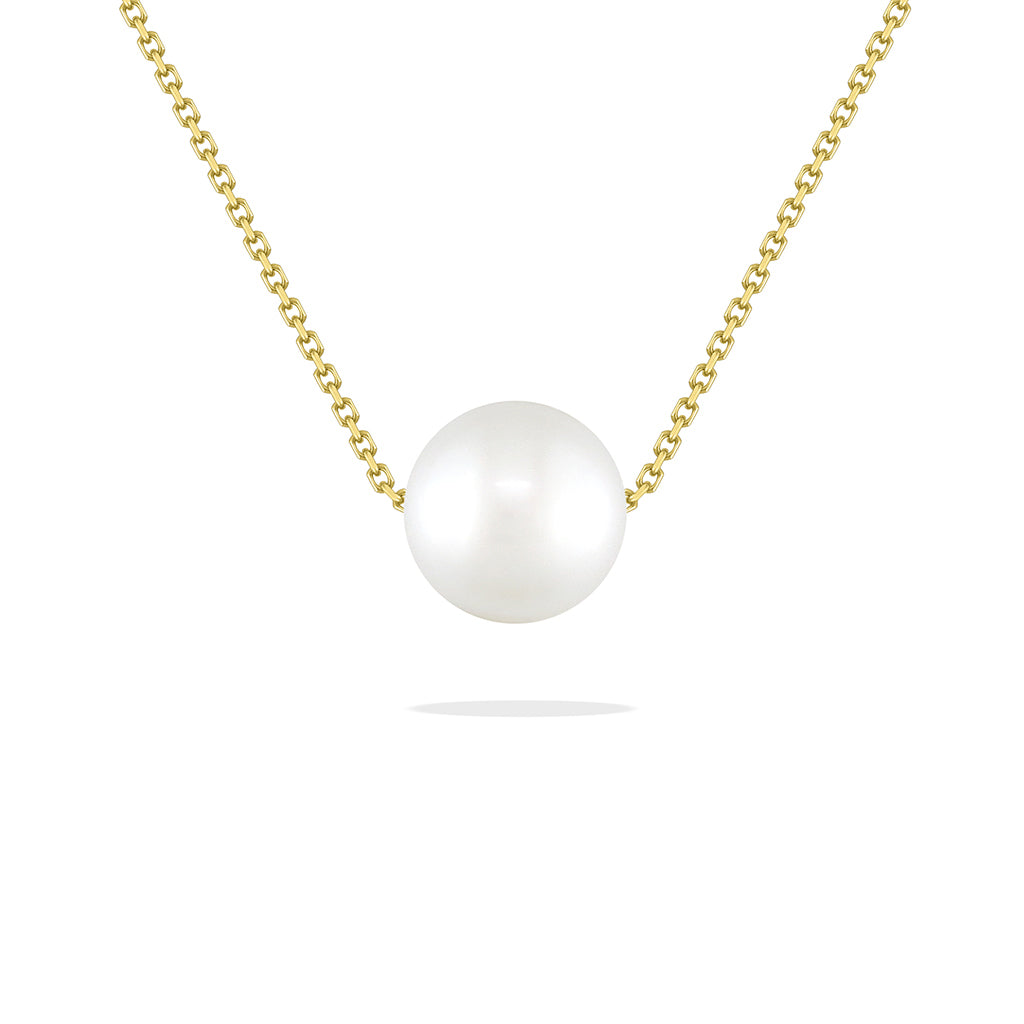 43927 - 14K Yellow Gold - White Akoya Pearl Slider