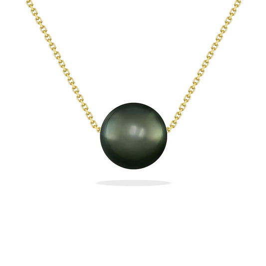 43933 - 14K Yellow Gold - Tahitian Pearl Slider