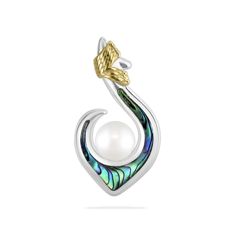 00202 - 14K Yellow Gold and Sterling Silver - Fish Hook Pendant