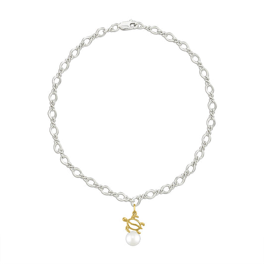 00637 - 14K Yellow Gold and Sterling Silver - Honu Anklet