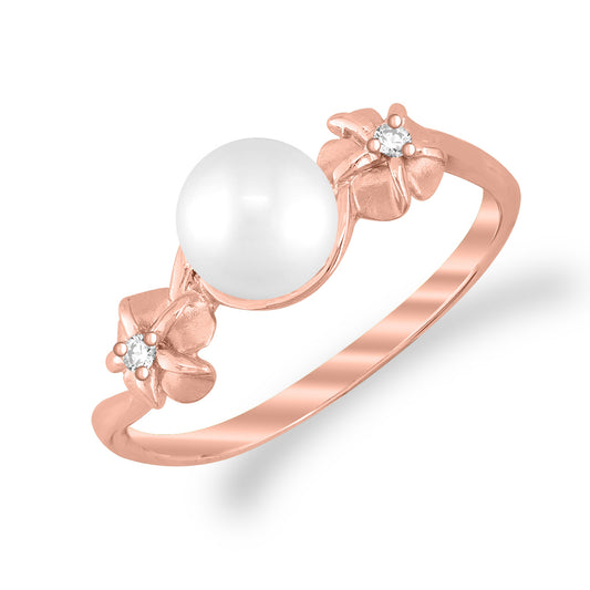 04476 - 14K Rose Gold - Double Plumeria Ring, Size 6