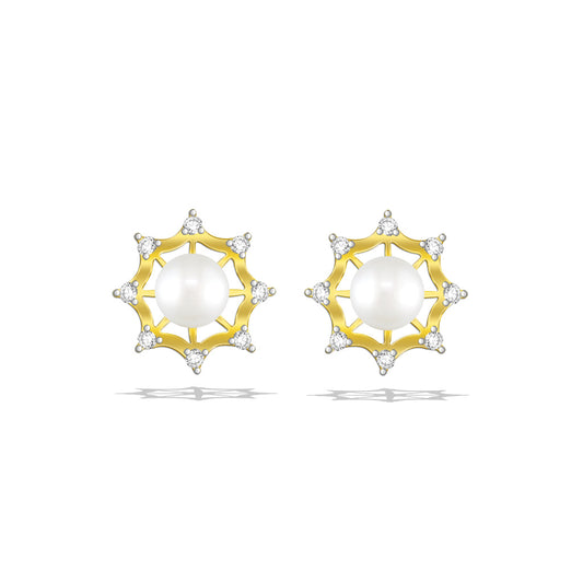 00586 - 14K Yellow Gold - Starburst Earrings