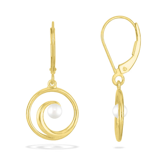 00663 - 14K Yellow Gold - Wave Leverback Earrings