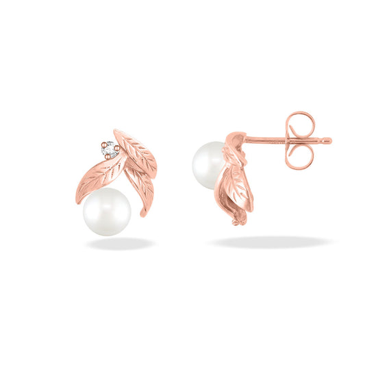 00668 - 14K Rose Gold - Maile Leaf Earrings