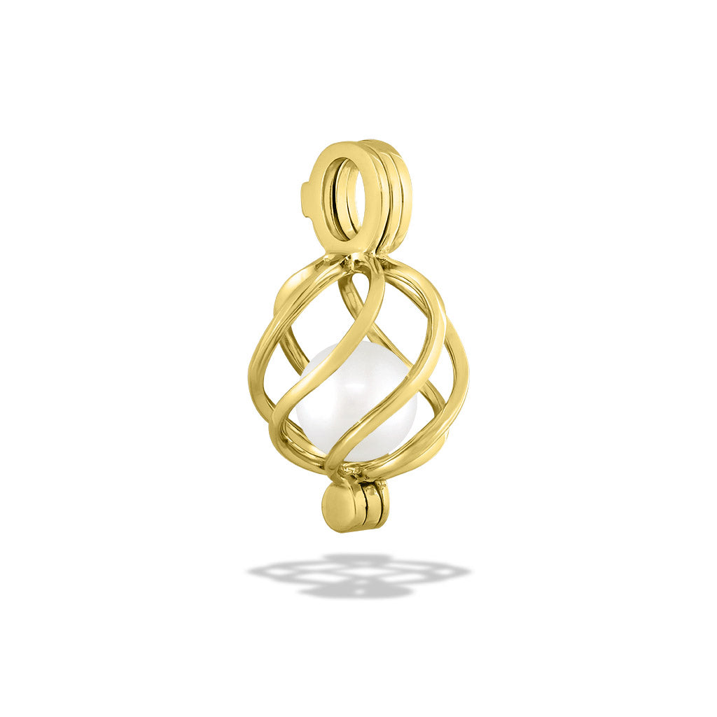 00673 - 14K Yellow Gold - Wave Cage Pendant