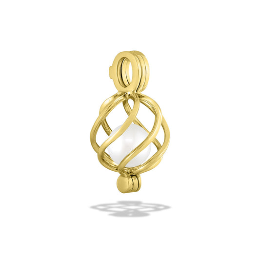 00673 - 14K Yellow Gold - Wave Cage Pendant