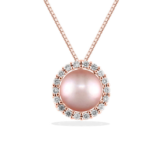 Pink Freshwater Pearl Halo Pendant