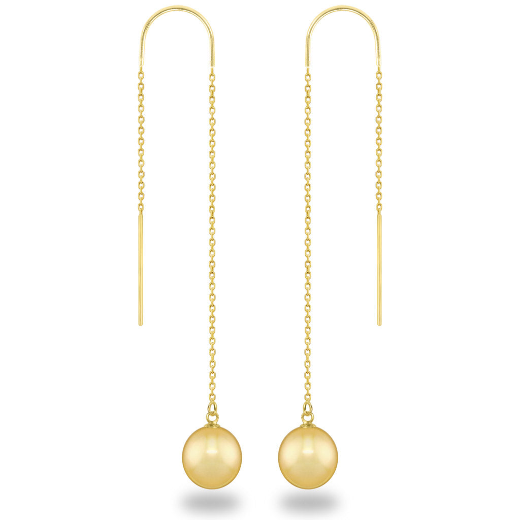43661 - 14K Yellow Gold - Golden South Sea Pearl Threader Earrings