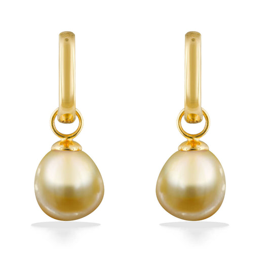 Golden South Sea Pearl Hoop Earrings