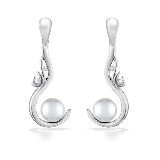 00220 - 14K White Gold - Waterfall Earrings