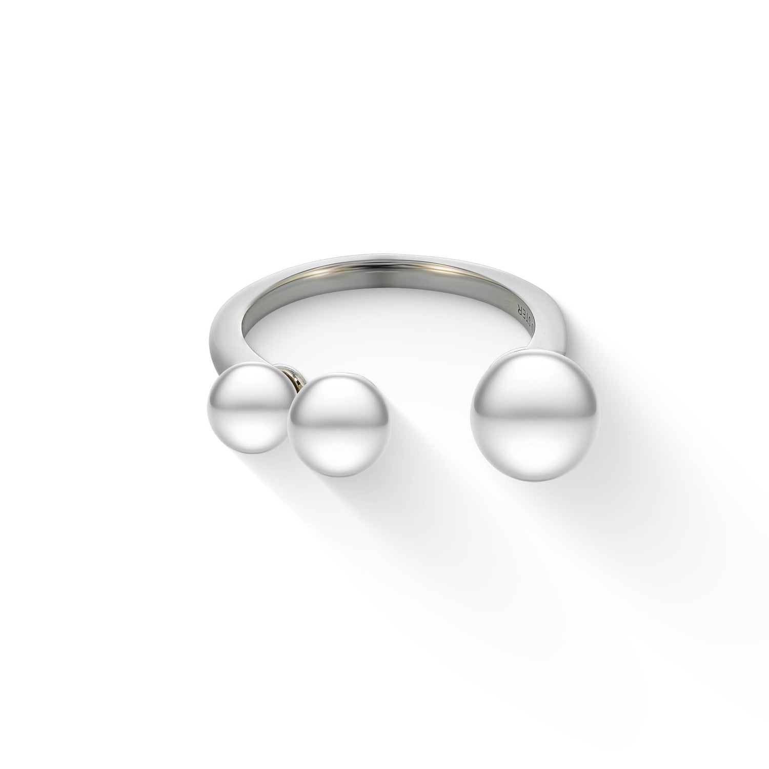 44506 - Sterling Silver - White Freshwater Three Pearl Open Ring