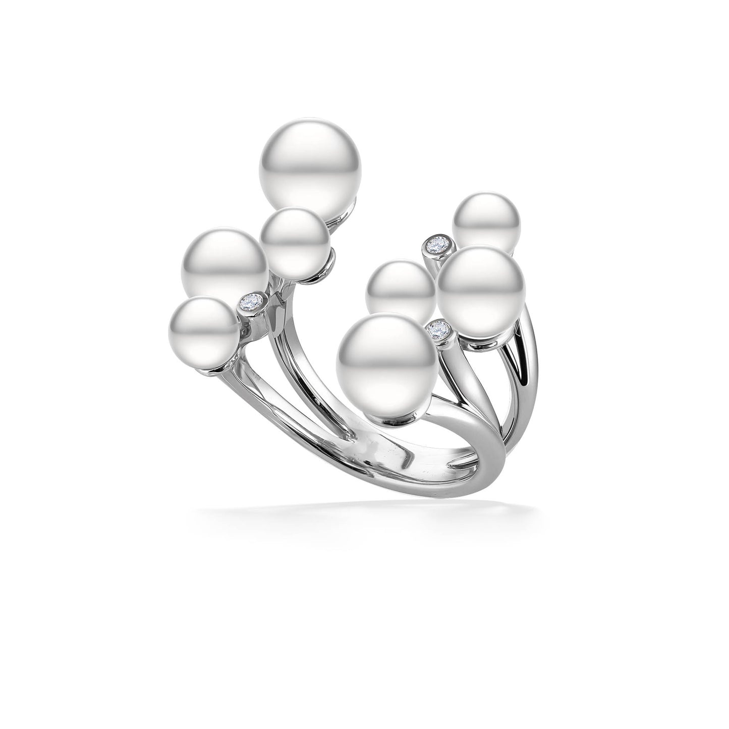 44512 - Sterling Silver - White Freshwater Pearl Open Ring