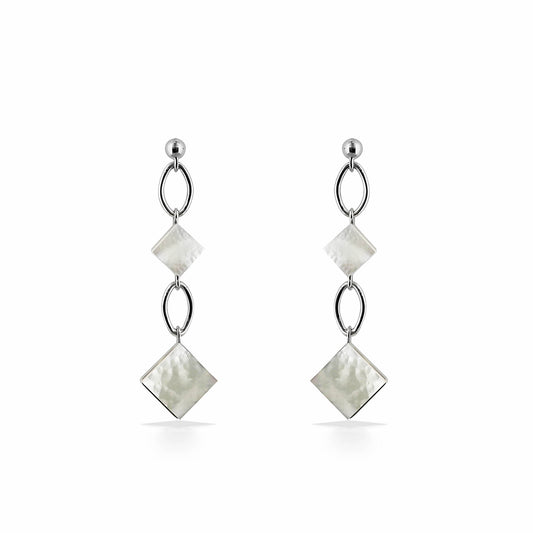 44534 - Sterling Silver - Mother of Pearl Dangle Earrings