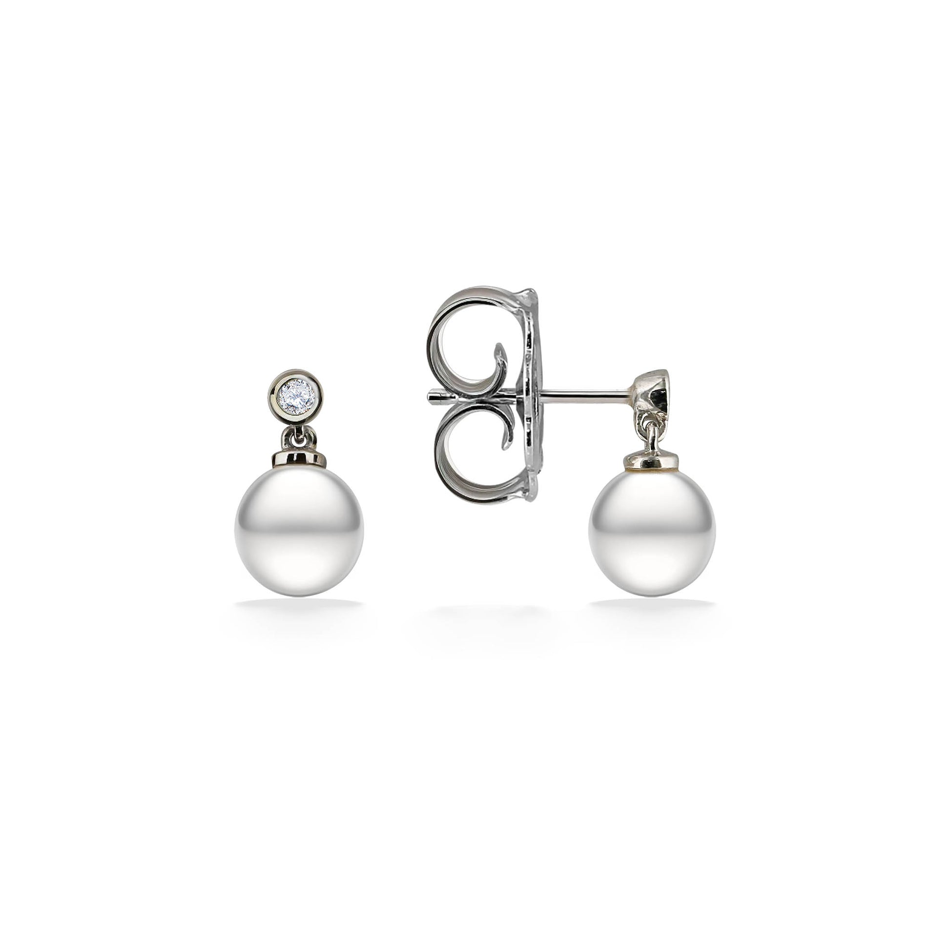 44537 - Sterling Silver - White Freshwater Pearl Drop Earrings