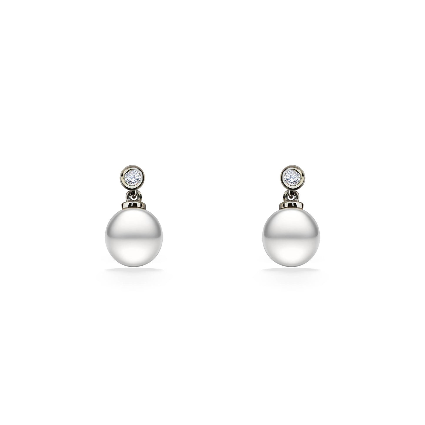 44537 - Sterling Silver - White Freshwater Pearl Drop Earrings