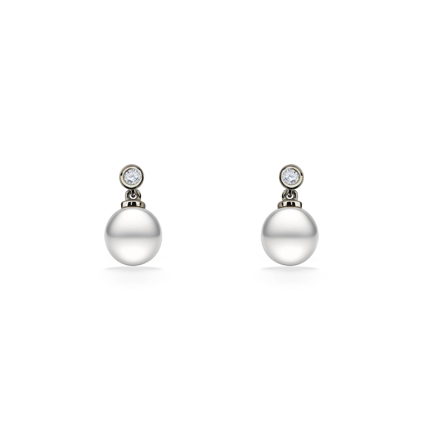 44537 - Sterling Silver - White Freshwater Pearl Drop Earrings