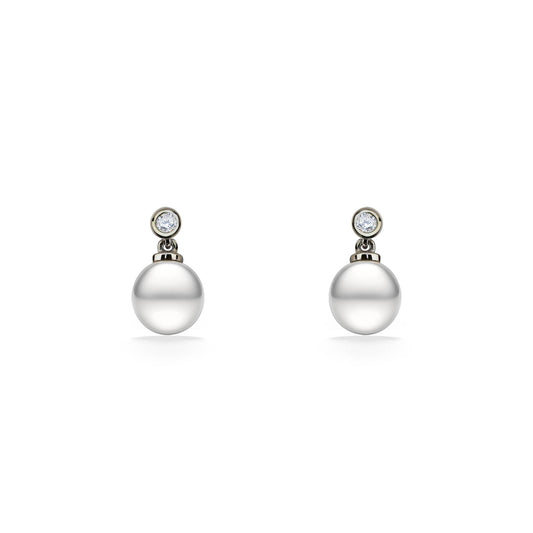 44537 - Sterling Silver - White Freshwater Pearl Drop Earrings